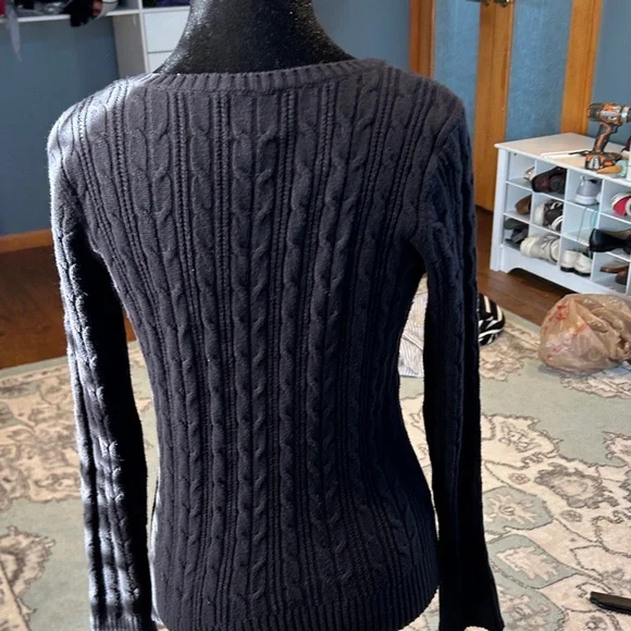 St. John's Bay Women's Charcoal V-Neck Sweater - Picture 3 of 3